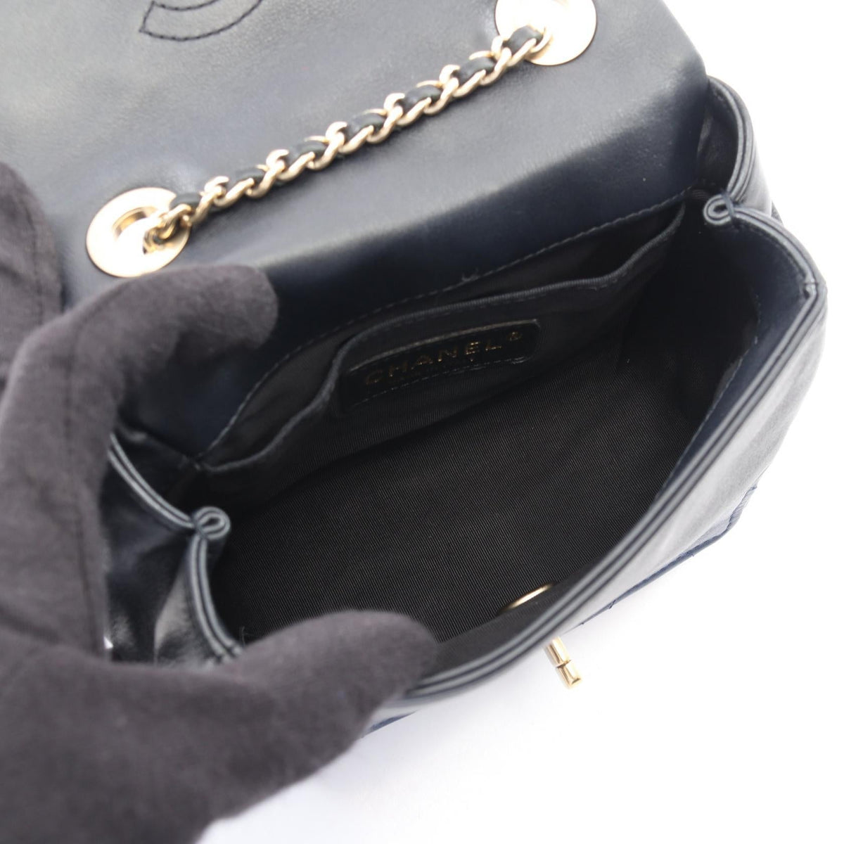 CHANEL Blue/Navy Mini Matelasse Lambskin (sheep leather) A92210 2101220019938