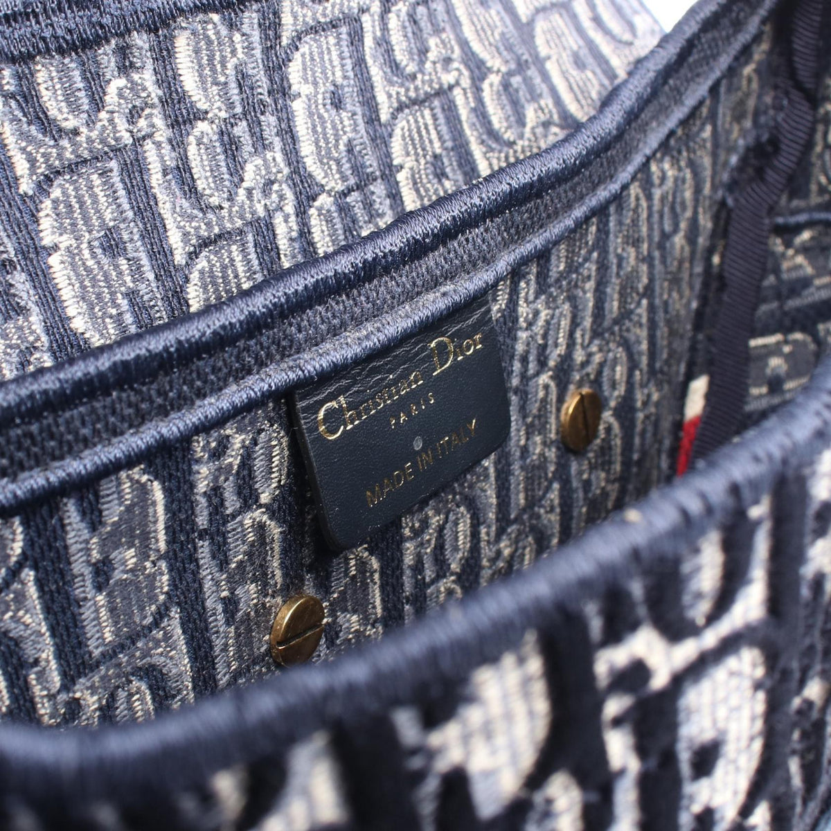 Dior SADDLE Oblique 2-Way Saddle Handbag Navy/Beige/Bordeaux Fabric 2101220020477