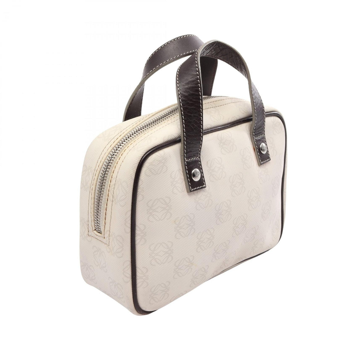 LOEWE Anagram mini Handbag White/Brown PVC coated canvas leather 2101220019020