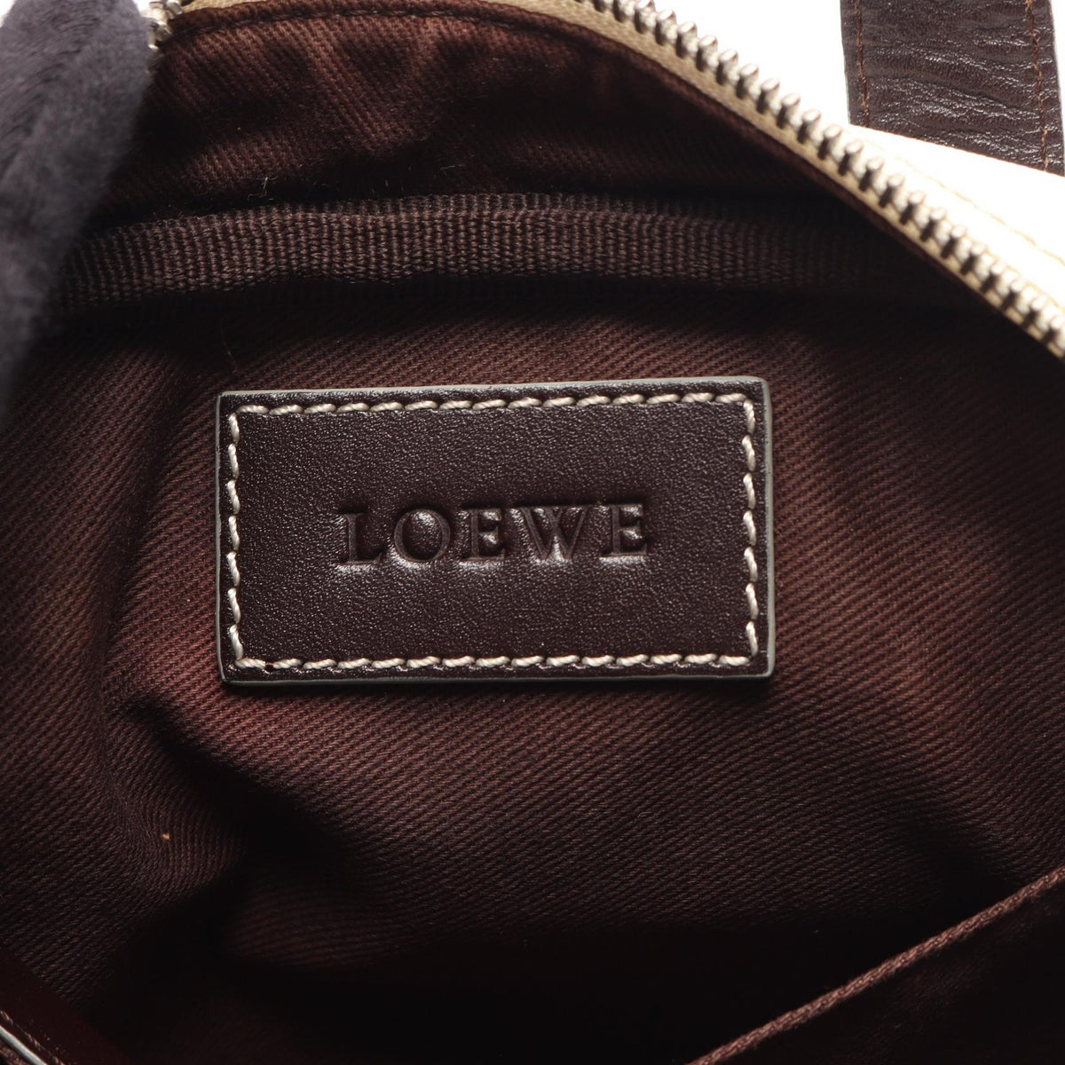 LOEWE Anagram mini Handbag White/Brown PVC coated canvas leather 2101220019020