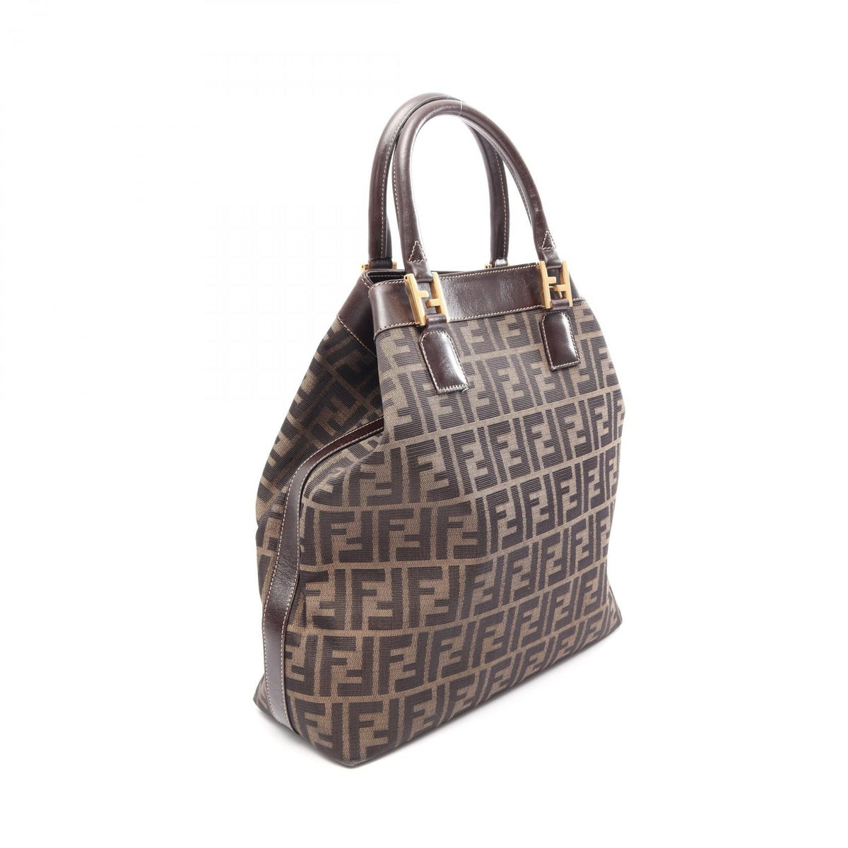 FENDI Zucca Tote Bag Brown/Black canvas�leather 2101220019556