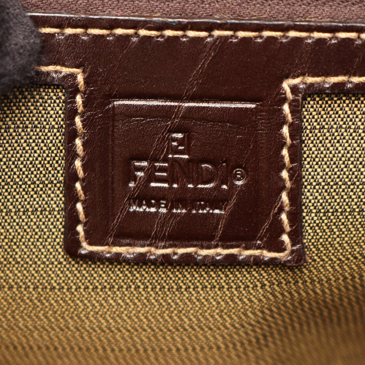 FENDI Zucca Tote Bag Brown/Black canvas�leather 2101220019556