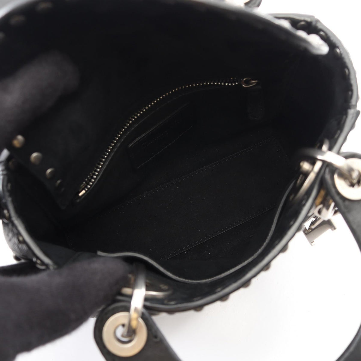 Dior Lady Christian Dior Mini 2WAY Handbag Black leather 2101220019709