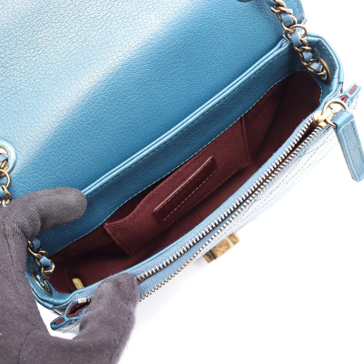 CHANEL Blue Coco Curve Small Matelasse 2WAY leather A93460 2104102523301