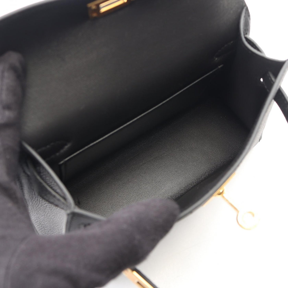 HERMES Mini Kelly 2 (External Stitching, 2-Way) HandbagNoir Black Noir Black Black Epsom leather Calfskin (cowhide) Epsom 2104102523318
