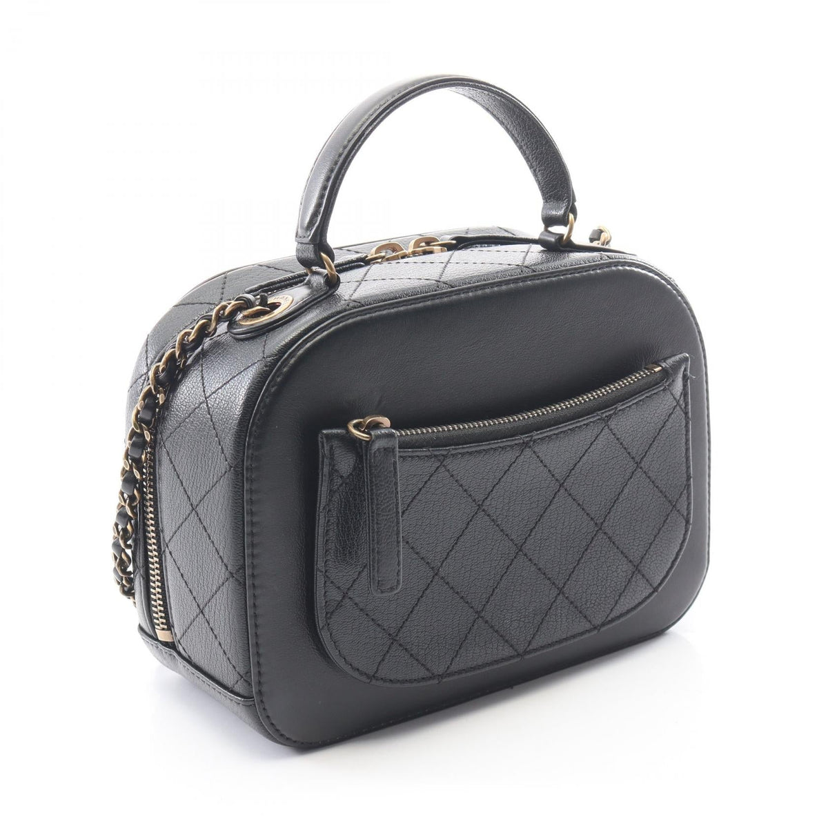 CHANEL Black Matelasse Vanity Bag 2WAY leather 2104102523462