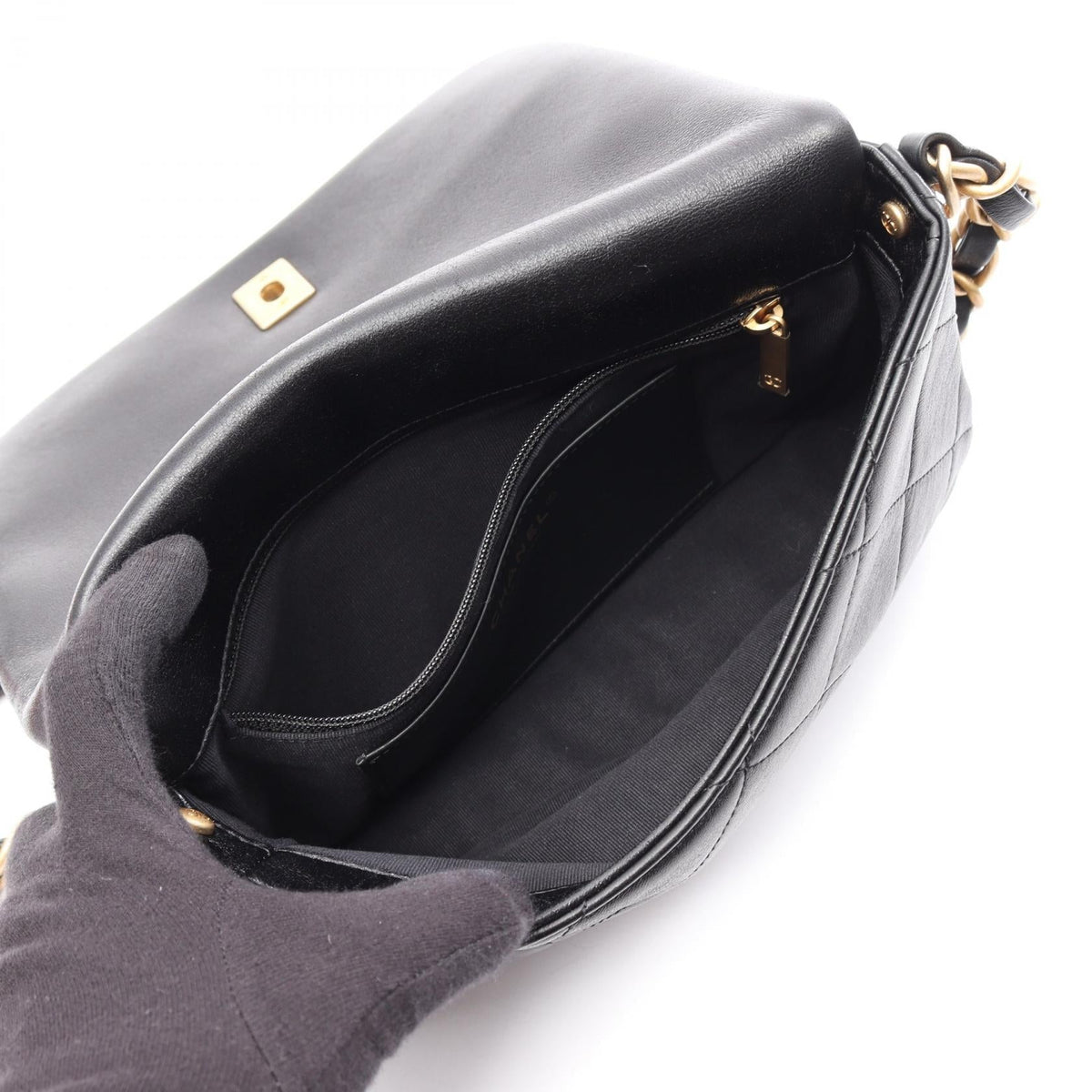 CHANEL Black Matelasse leather 2104102523622
