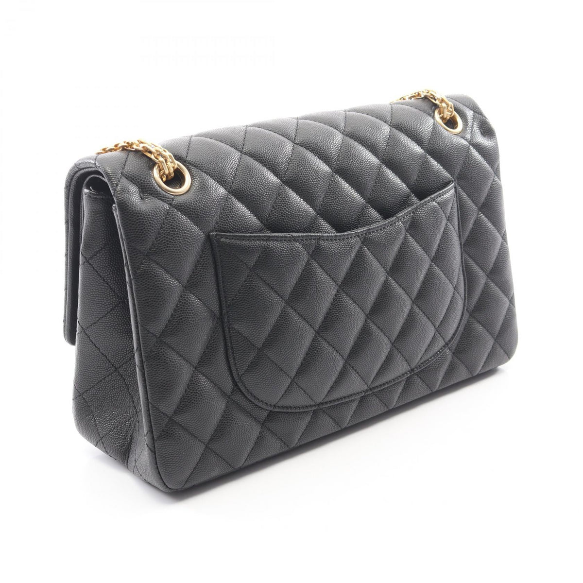 CHANEL Black 2.55 Matelasse V-stitch Double flap Grained Calfskin leather 2104102523370