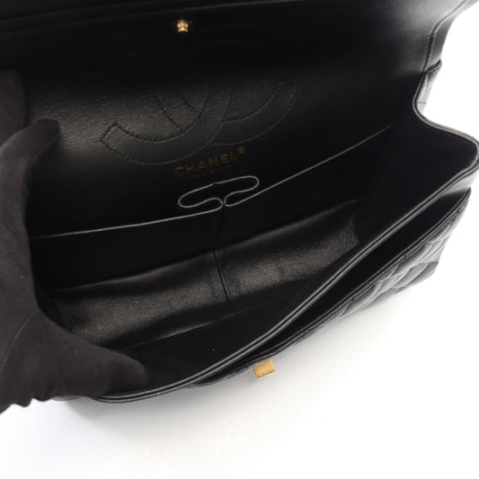CHANEL Black 2.55 Matelasse V-stitch Double flap Grained Calfskin leather 2104102523370