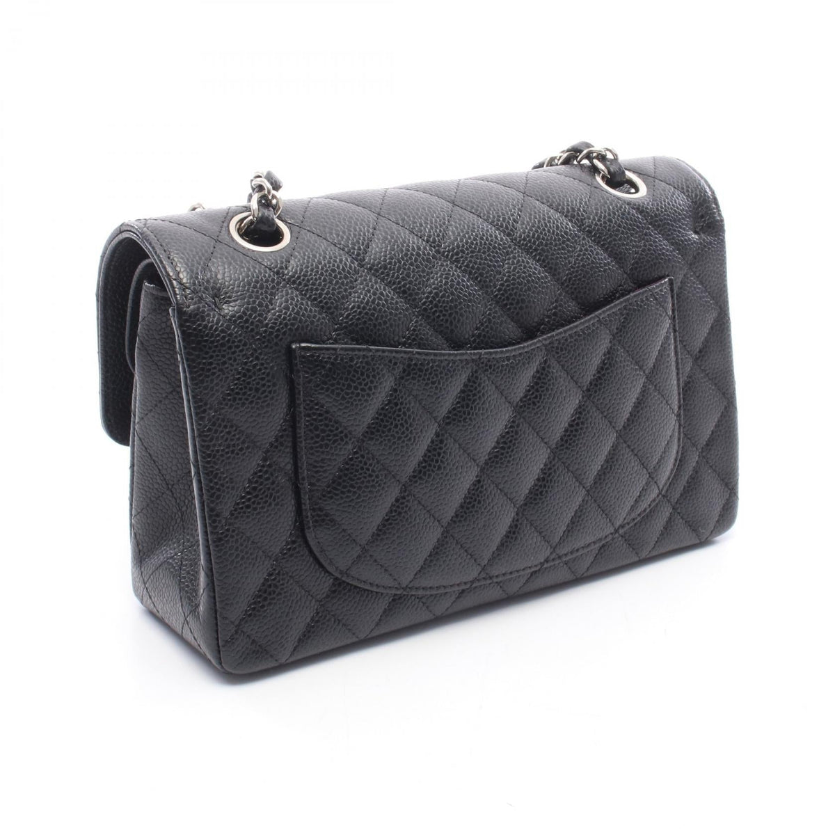 CHANEL Black Matelasse W flap Grained Calfskin leather A01113 2120300055062