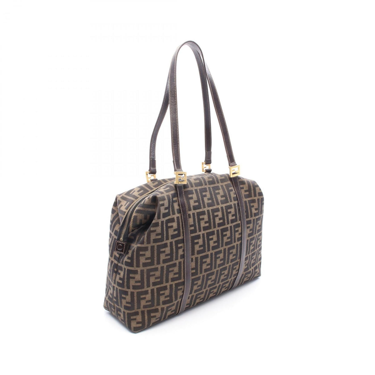 FENDI Zucca Shoulder Bag Brown canvas�leather 2101220013264