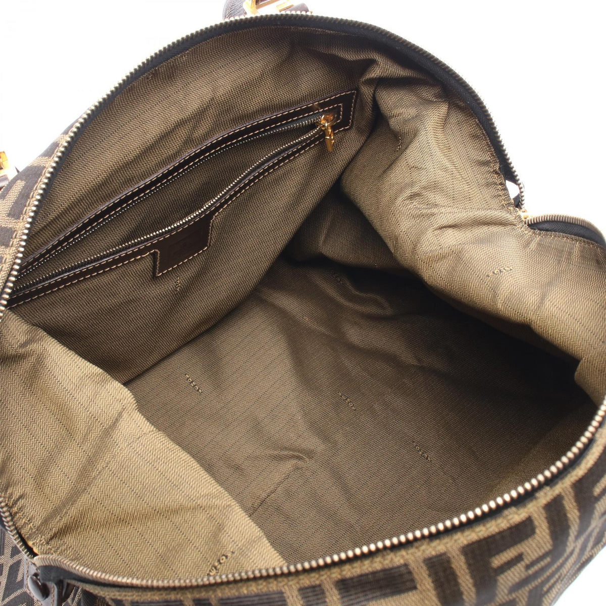 FENDI Zucca Shoulder Bag Brown canvas�leather 2101220013264