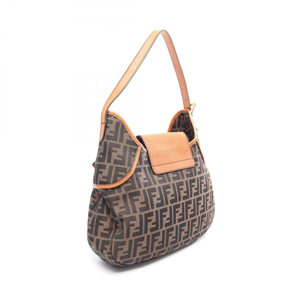 FENDI Zucca Shoulder Bag Black/Brown canvas leather 2101220013370