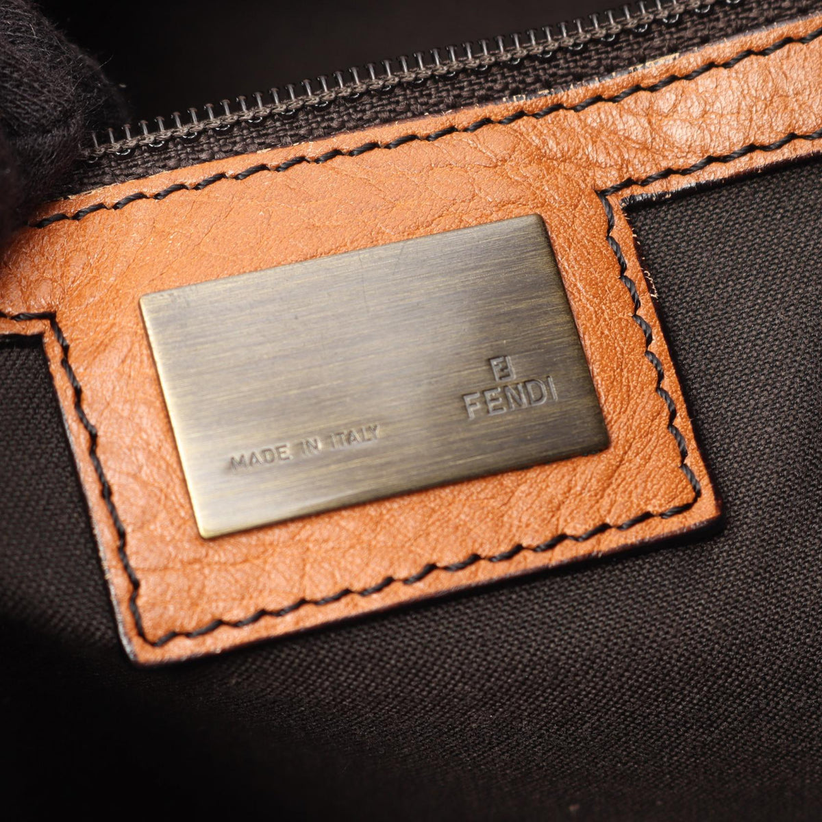 FENDI Zucca Shoulder Bag Black/Brown canvas leather 2101220013370