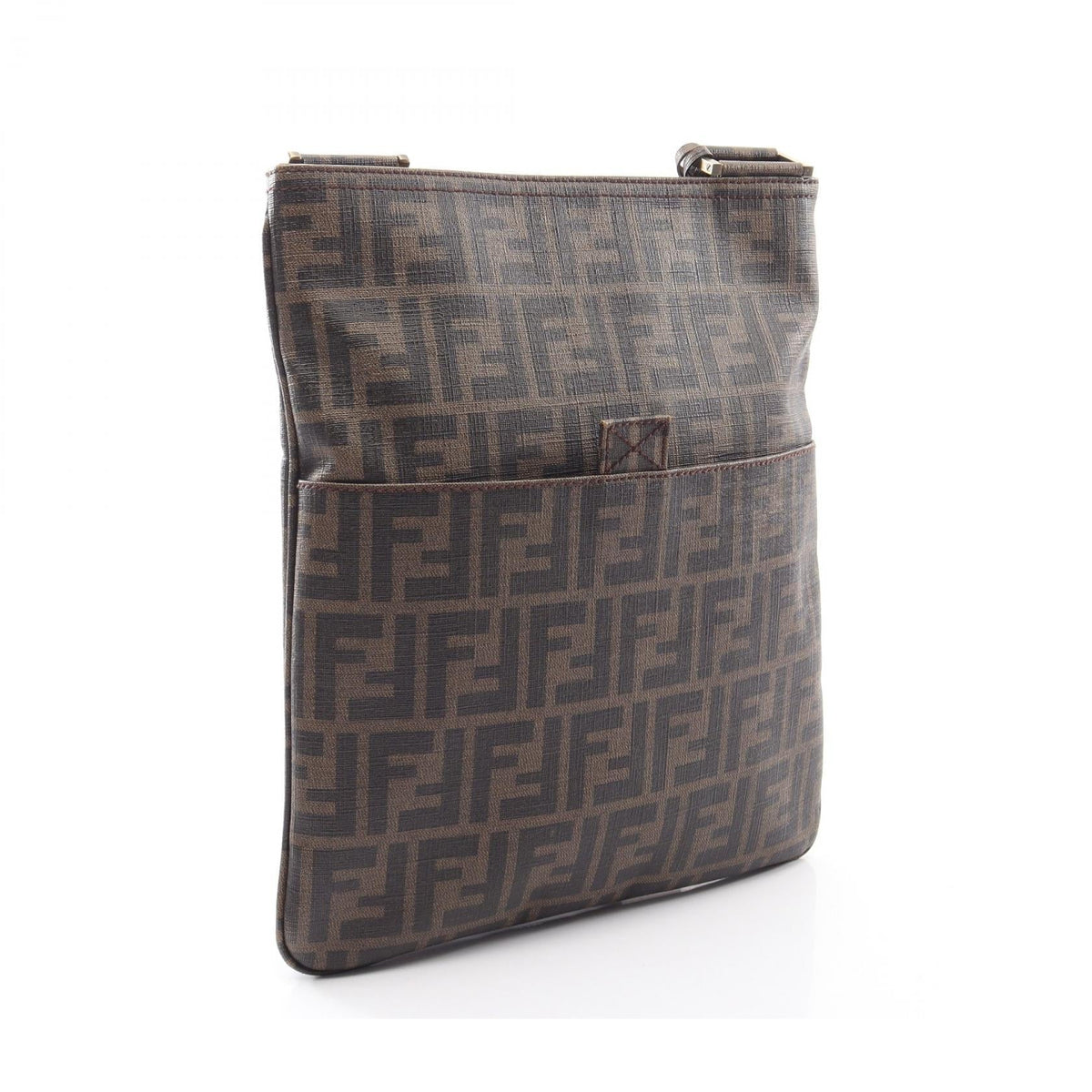 FENDI Zucca Shoulder Bag Brown/Black PVC coated canvas 2101220013479