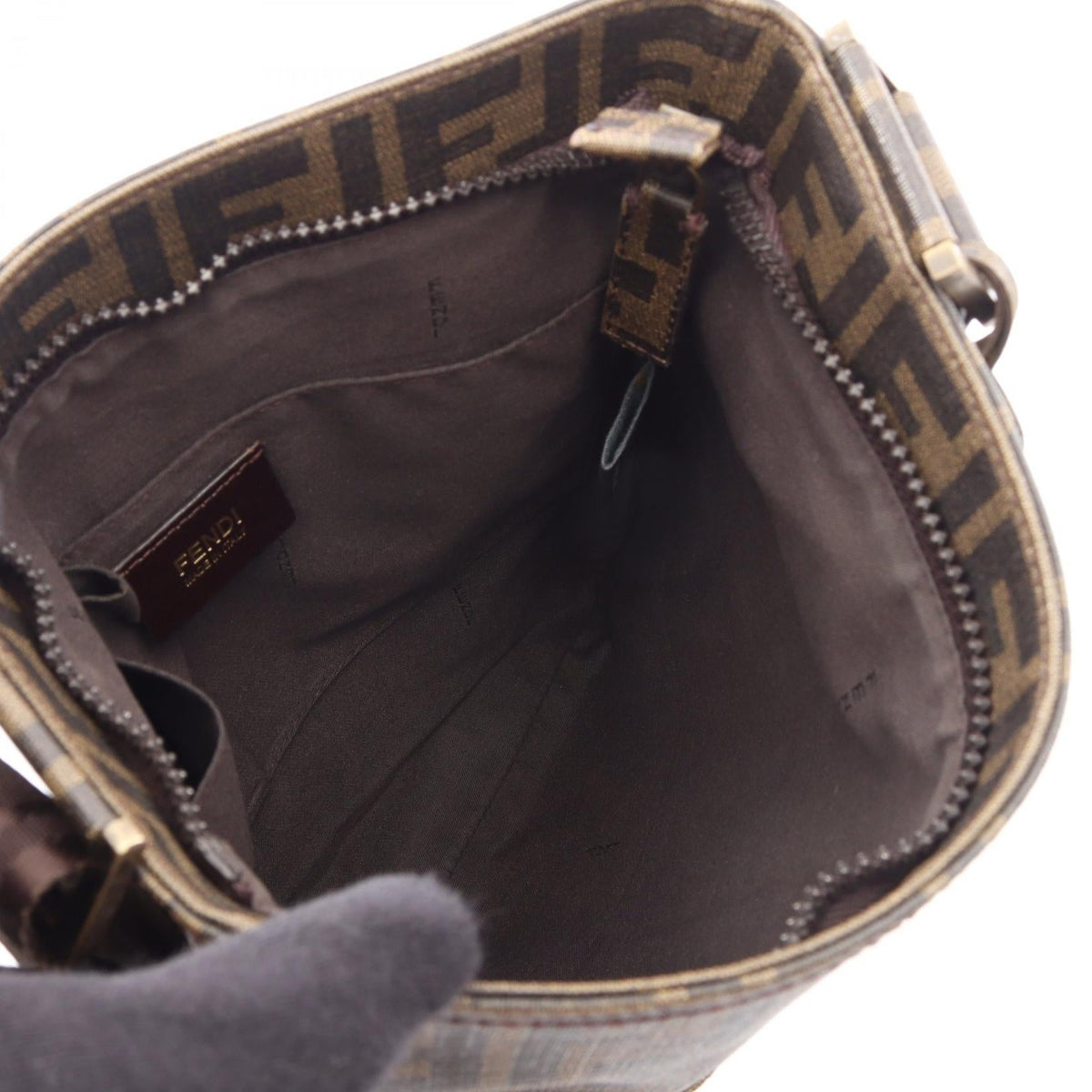FENDI Zucca Shoulder Bag Brown/Black PVC coated canvas 2101220013479
