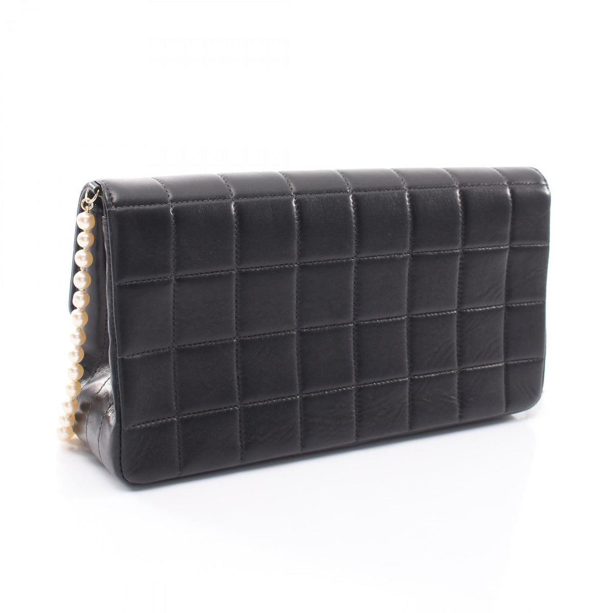 CHANEL Black Chocolate Bar Pearl Chain Shoulder Lambskin (sheep leather) 2101220013769