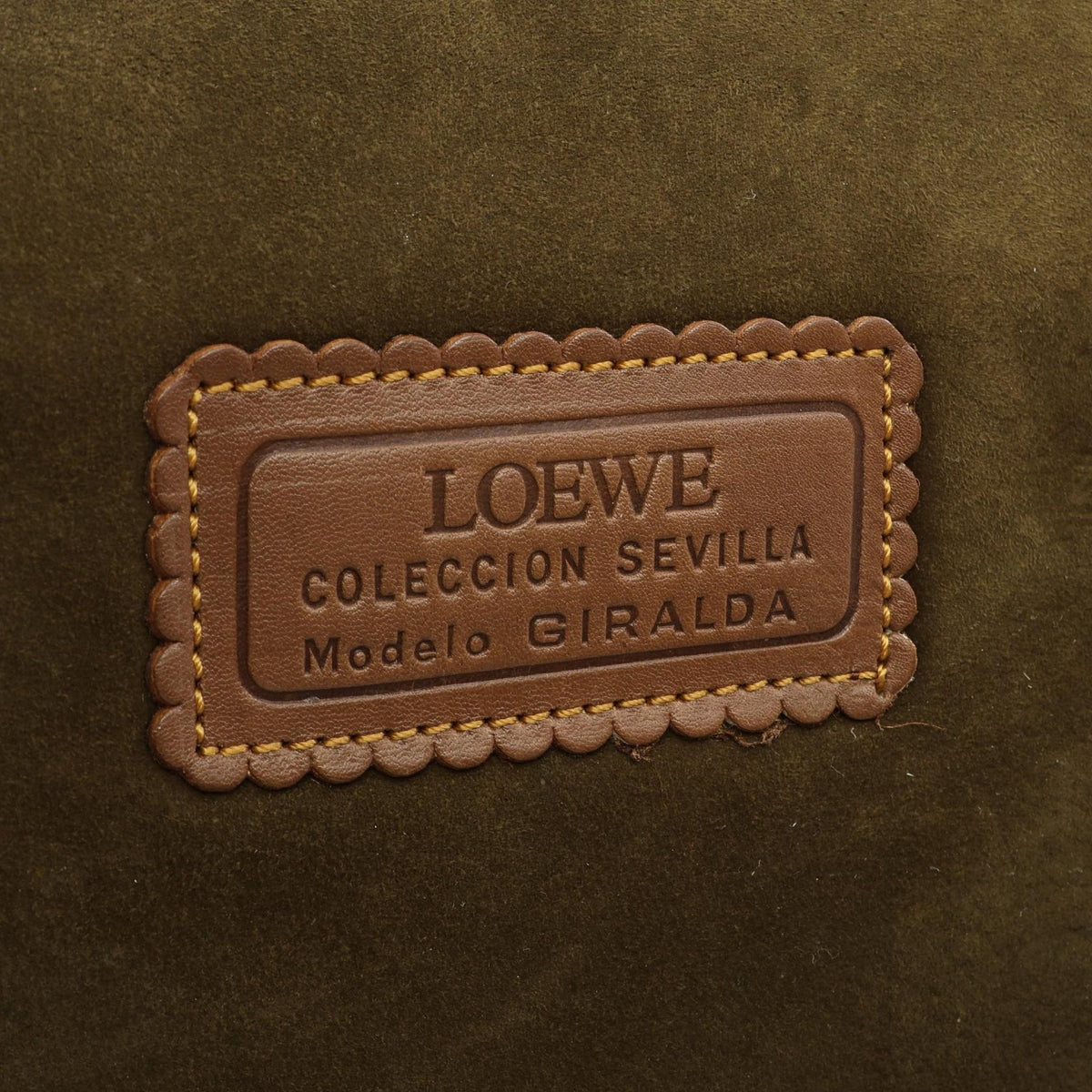 LOEWE Seville Collection Anagram Shoulder Bag Khaki/Brown Suede leather 2101220012625
