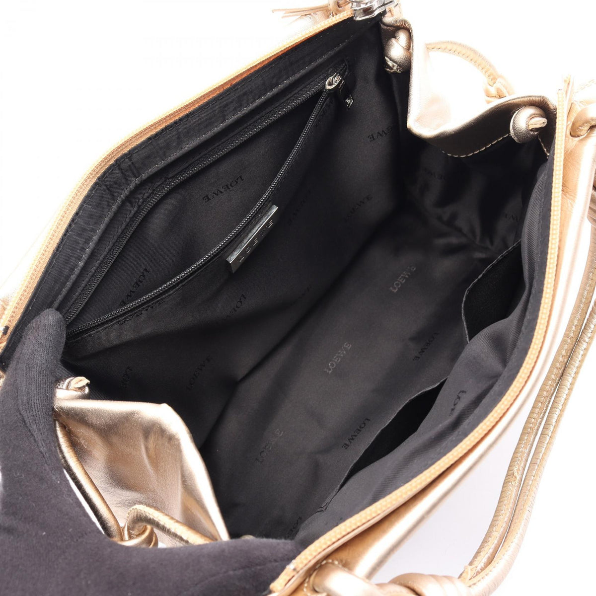 LOEWE anagram Handbag Gold leather 2101220012809