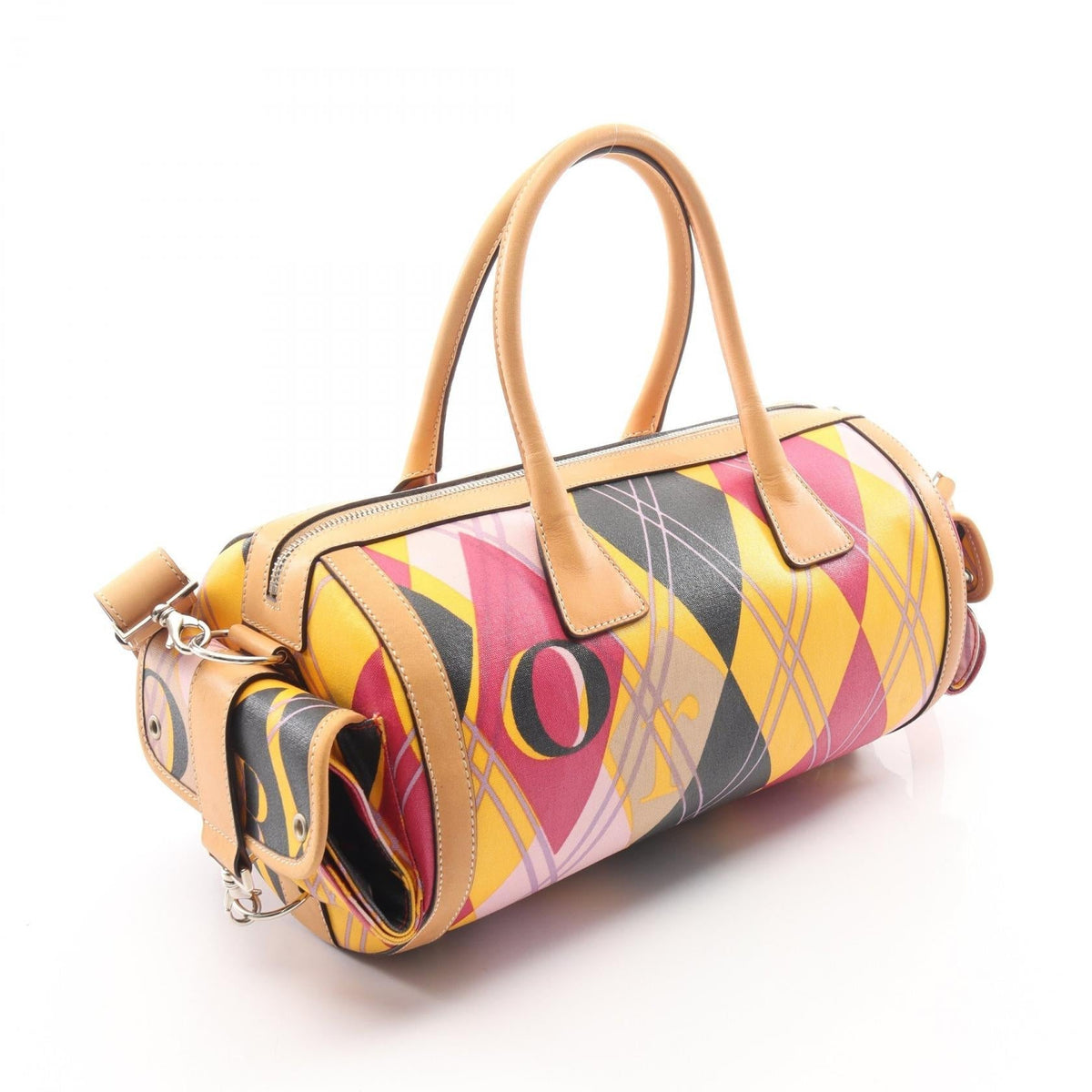 Dior 2WAY Handbag Brown/Multicolor PVC coated canvas�leather GOL44261 2101220012816