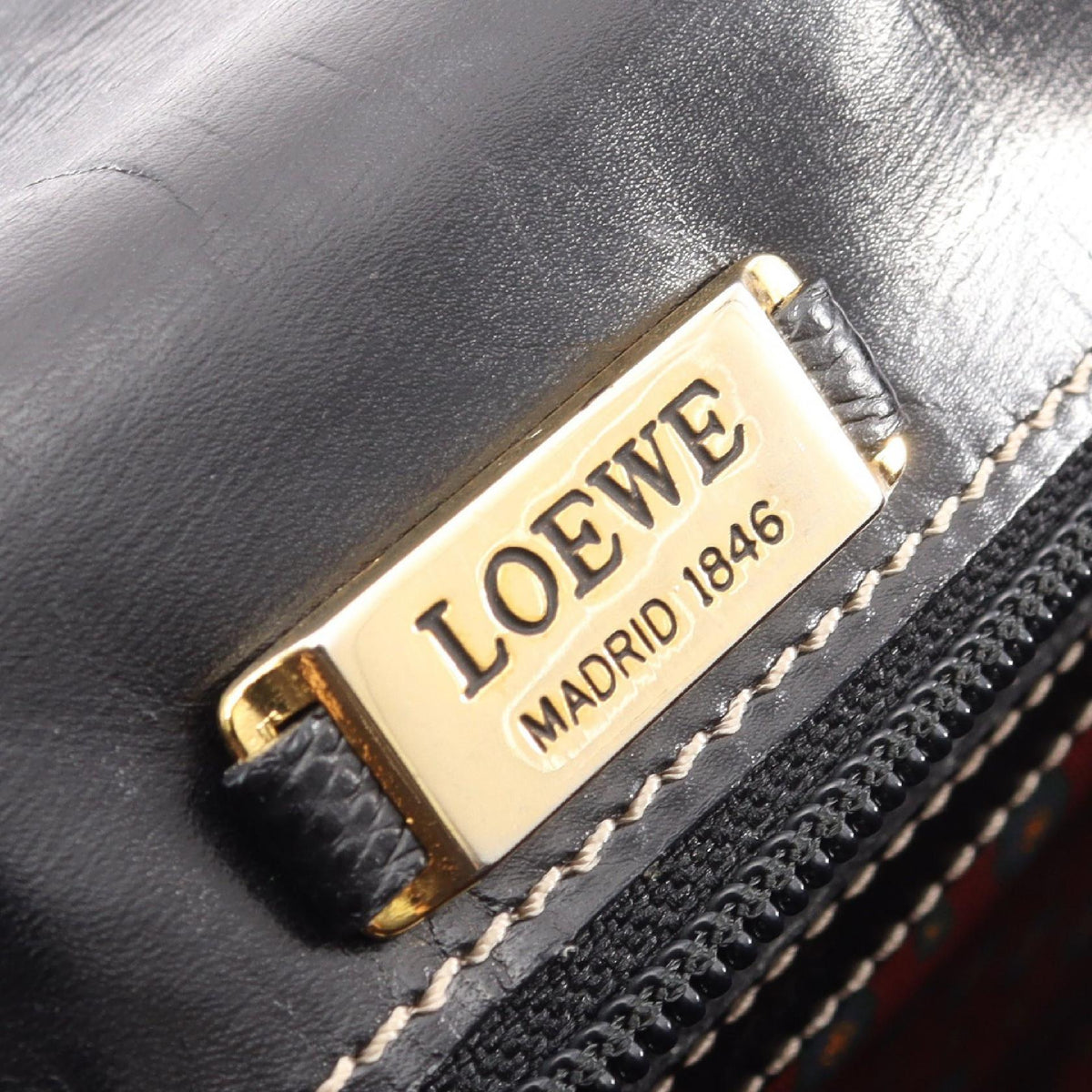 LOEWE anagram Shoulder Bag Black leather 2101220012861