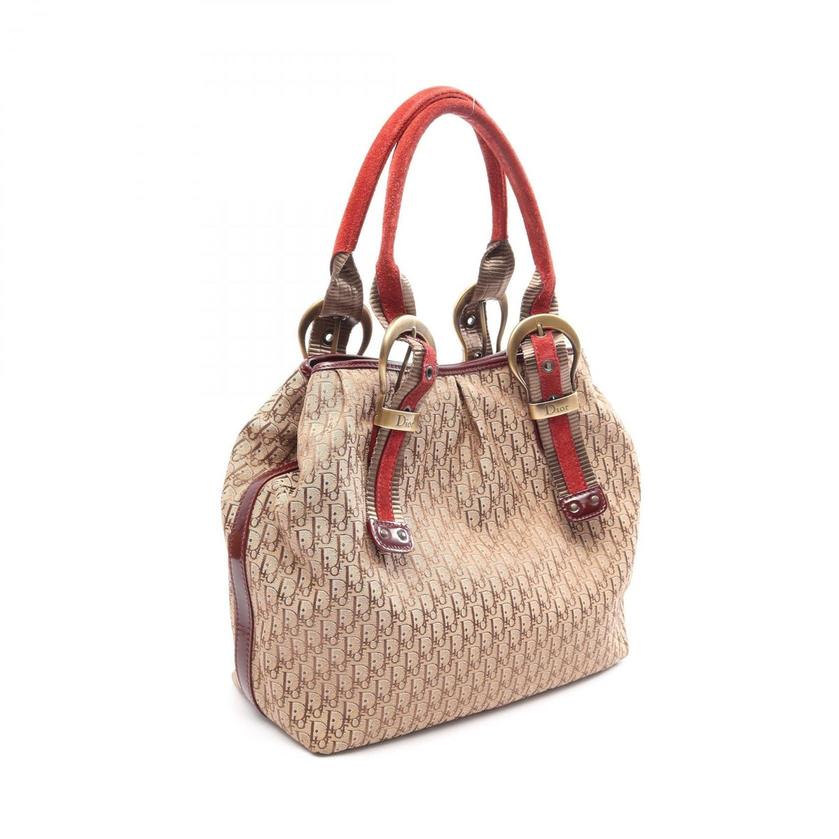 Dior Trotter Tote Bag Beige/Bordeaux canvas Patent leather Suede 2101220012915