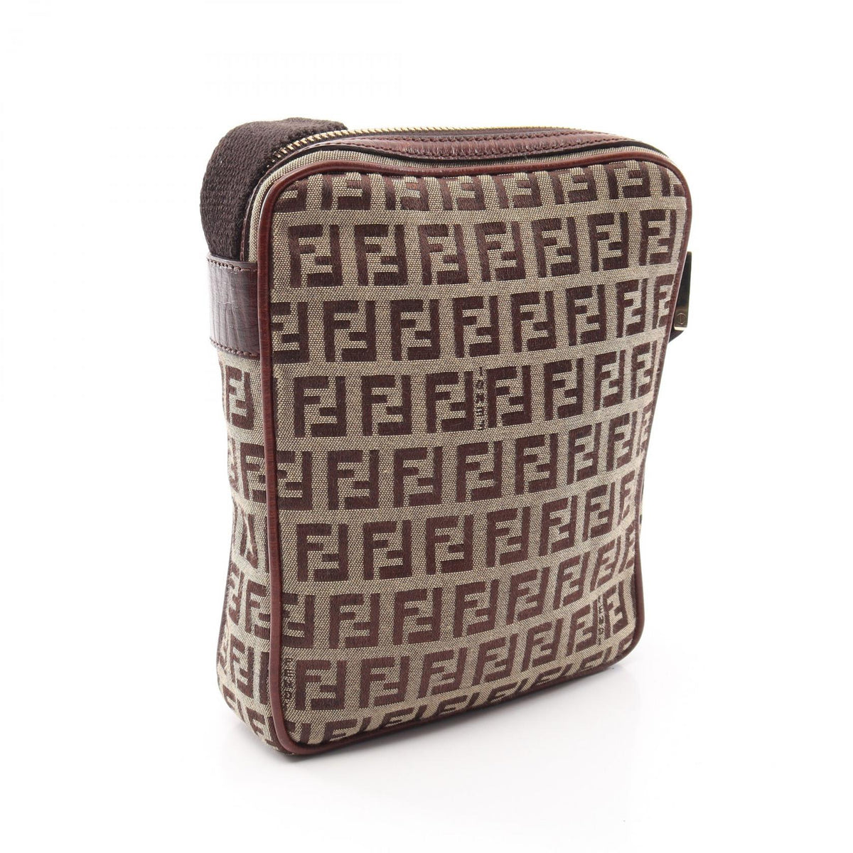 FENDI Zucchino Shoulder Bag Brown/Beige canvas leather 2101220012984