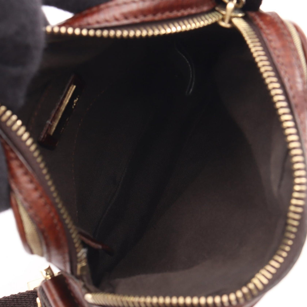 FENDI Zucchino Shoulder Bag Brown/Beige canvas leather 2101220012984