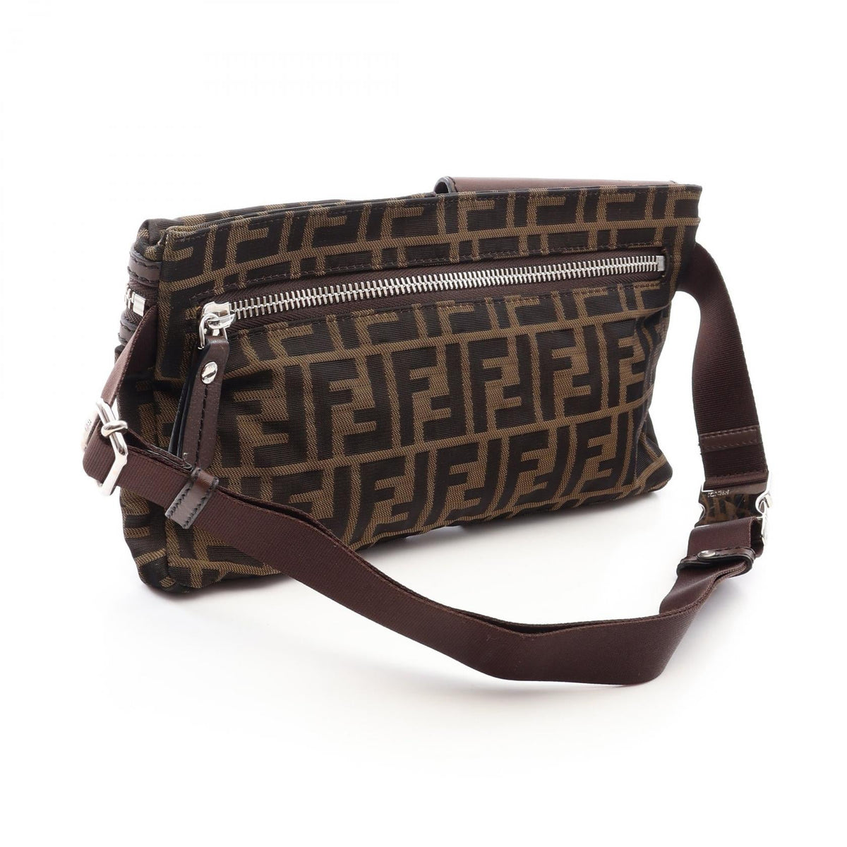 FENDI Zucca Belt Bag Waist bag Brown canvas�leather 7VA280 2101220013189