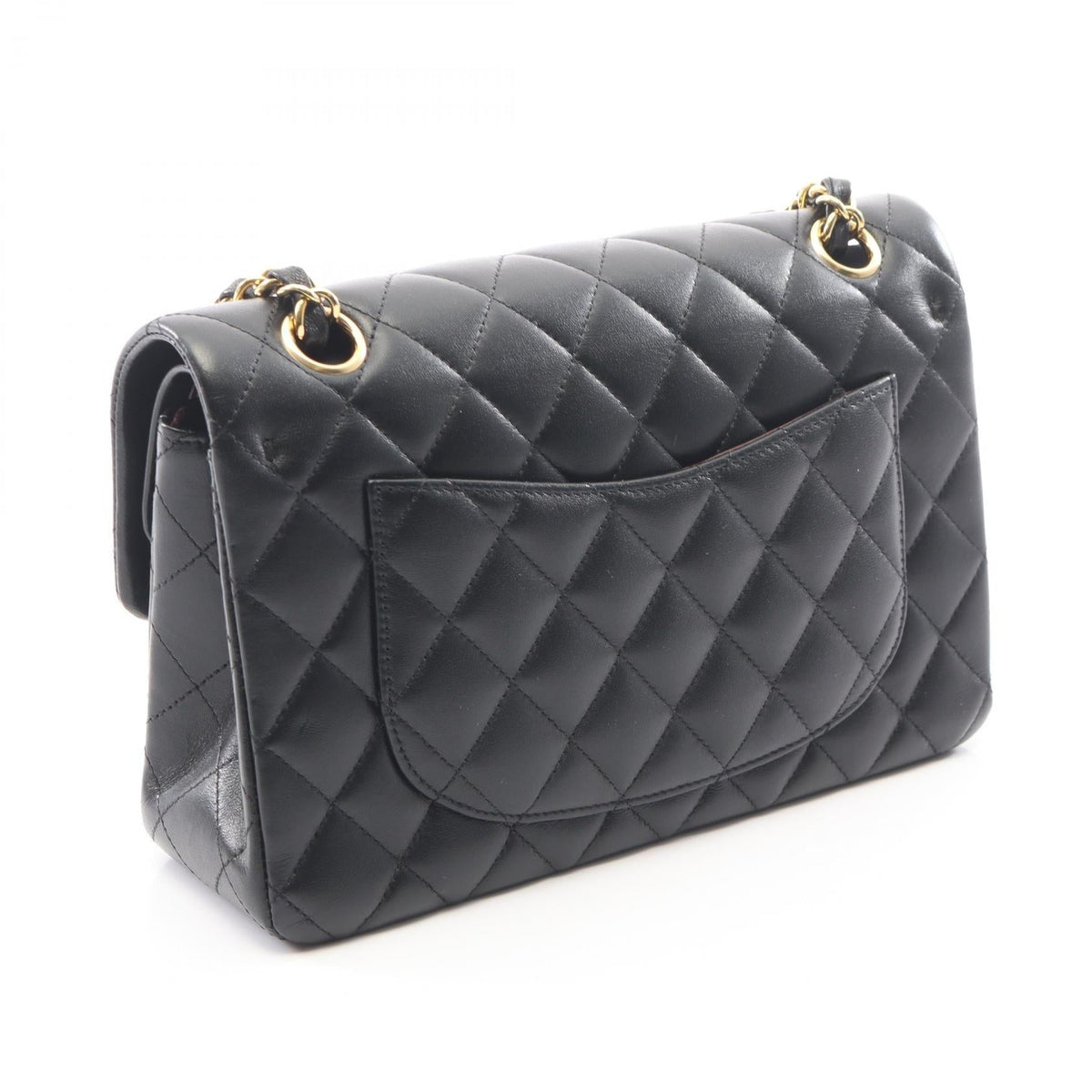 CHANEL Black Matelasse W flap Lambskin (sheep leather) 2101220011963