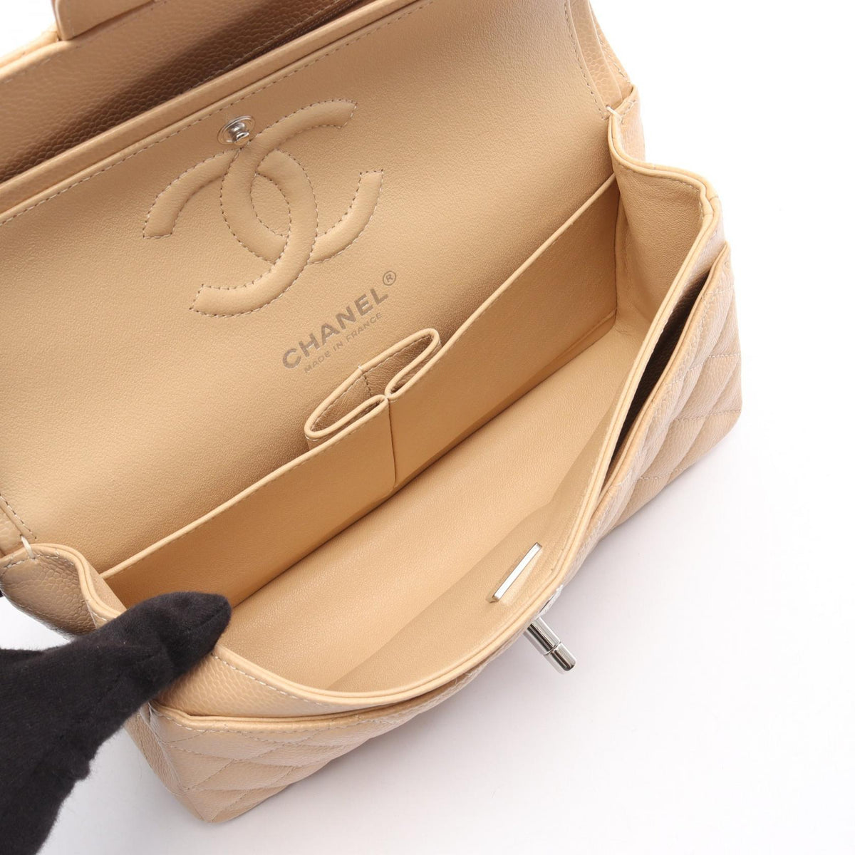 CHANEL Beige Matelasse W flap Grained Calfskin leather 2101220012236