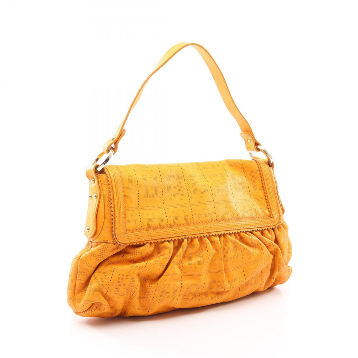 FENDI Zucca punching Shoulder Bag Orange leather 2101220012519