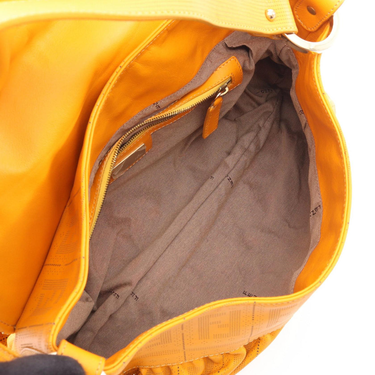 FENDI Zucca punching Shoulder Bag Orange leather 2101220012519