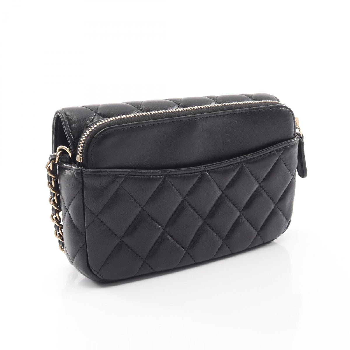 CHANEL Black Matelasse Chain Phone Case Wallet Lambskin (sheep leather) AP2096 2107601168462
