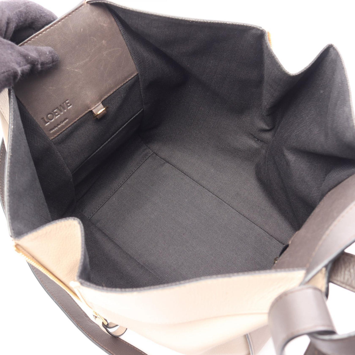 LOEWE HAMMOCK SMALL (2-Way Hammock) Handbag Beige/Gray/Brown leather 2118500066056