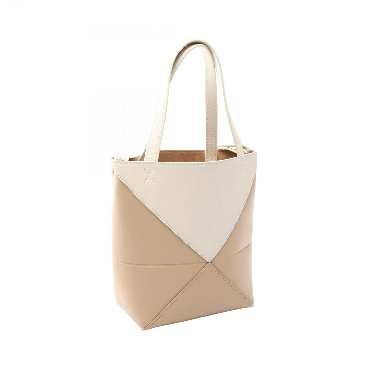 LOEWE Puzzle Fold Mini 2WAY Handbag Beige/Beige leather 2101220011147