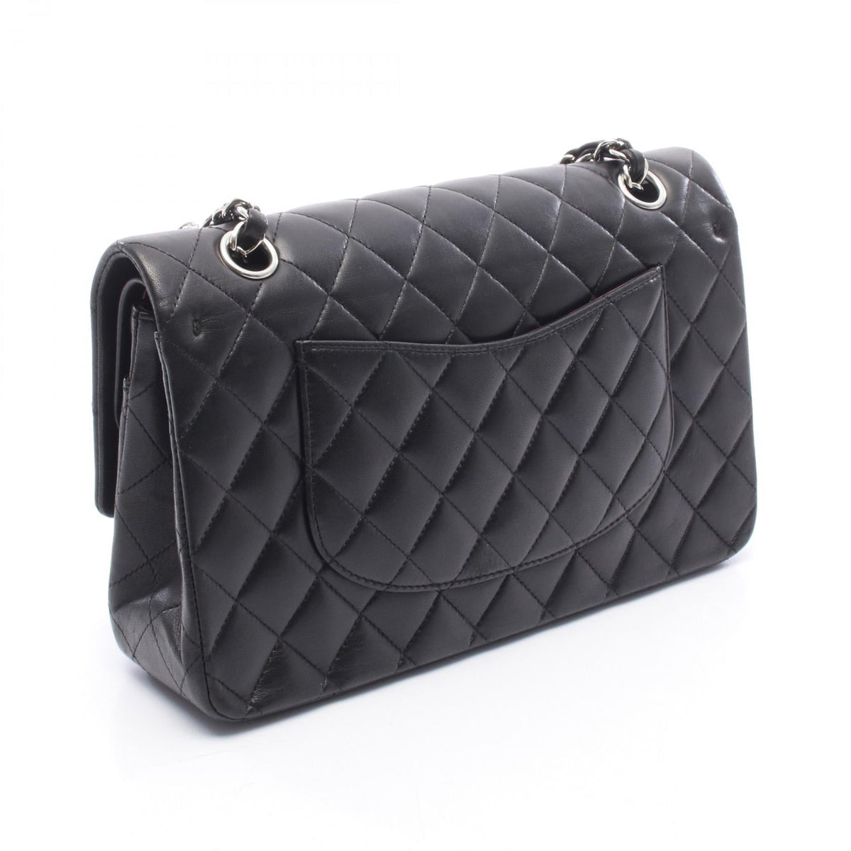 CHANEL Black Matelasse W flap Lambskin (sheep leather) 2101220011208