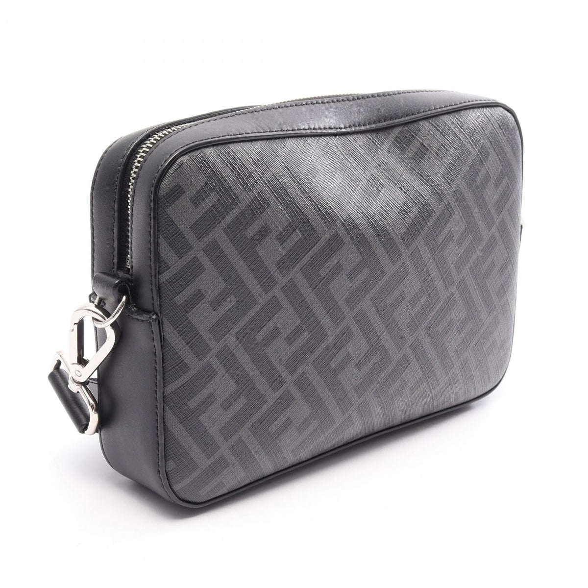 FENDI Diagonal Camera Case Zucca Shoulder Bag Black/Gray/Yellow PVC coated canvas�leather 2101220011604