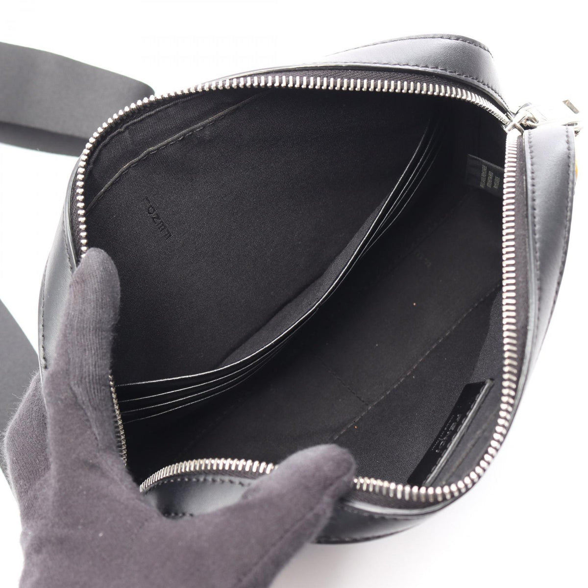 FENDI Diagonal Camera Case Zucca Shoulder Bag Black/Gray/Yellow PVC coated canvas�leather 2101220011604