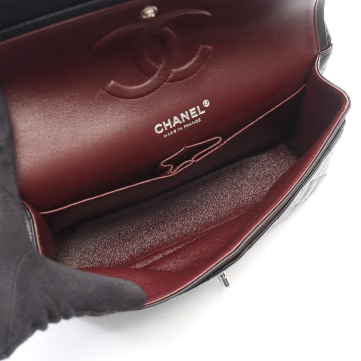 CHANEL Black Matelasse W flap Lambskin (sheep leather) 2101220011659
