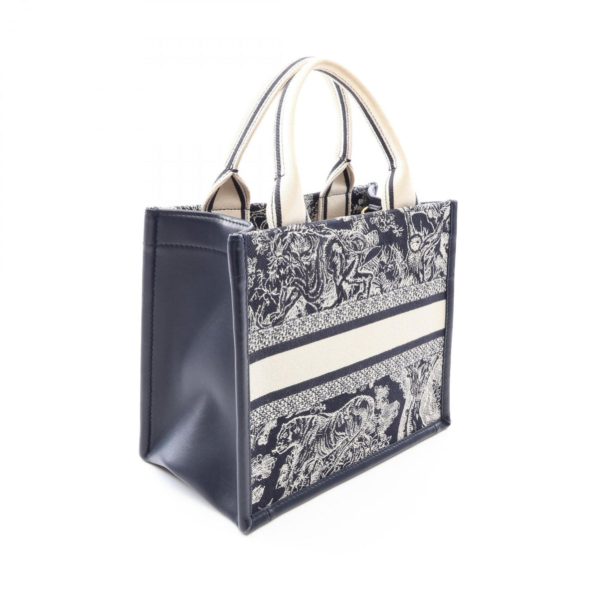 Dior BOOK TOTE Small Toile de Jouy Reverse Embroidery 2-Way Bag Tote Bag Navy/Beige canvas�leather 2101220004958