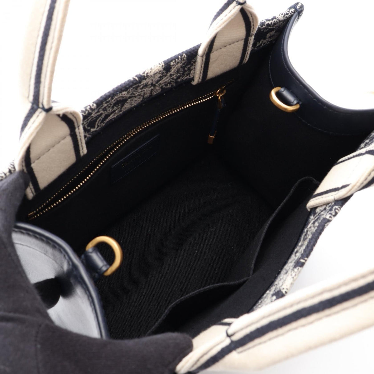 Dior BOOK TOTE Small Toile de Jouy Reverse Embroidery 2-Way Bag Tote Bag Navy/Beige canvas�leather 2101220004958
