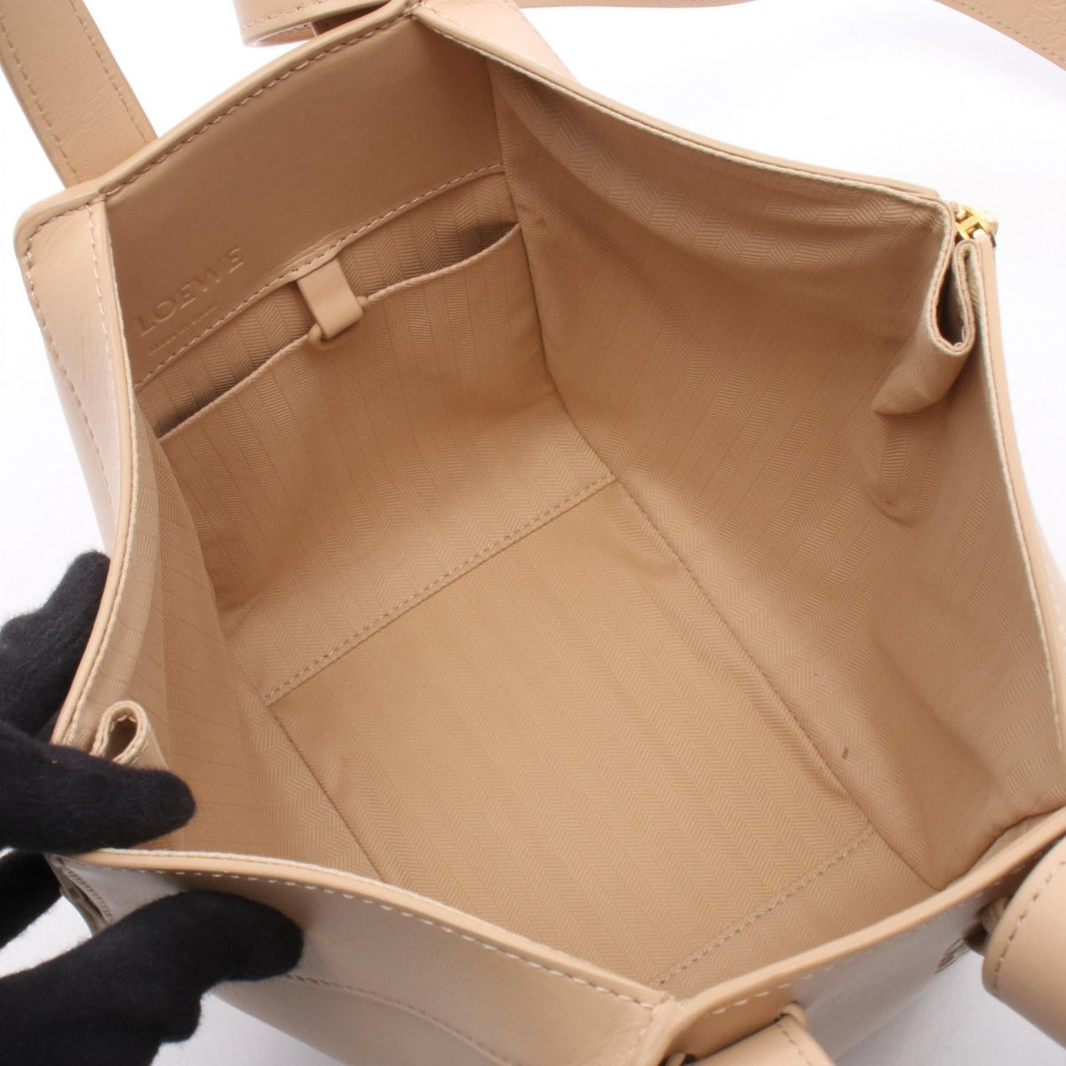 LOEWE Hammock Bag Compact 2-Way Handbag Beige leather A538H13X10 2101220005085
