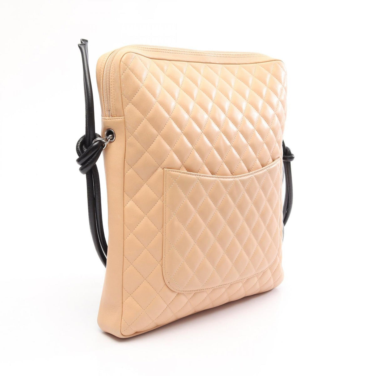 CHANEL Beige/Black Cambon Line Large Pochette leather A25179 2118300092644