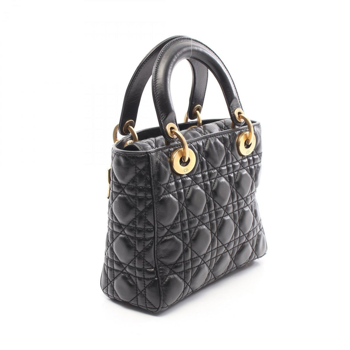 Dior Lady Christian Dior Small Cannage 2WAY Handbag Black leather 2120100034373