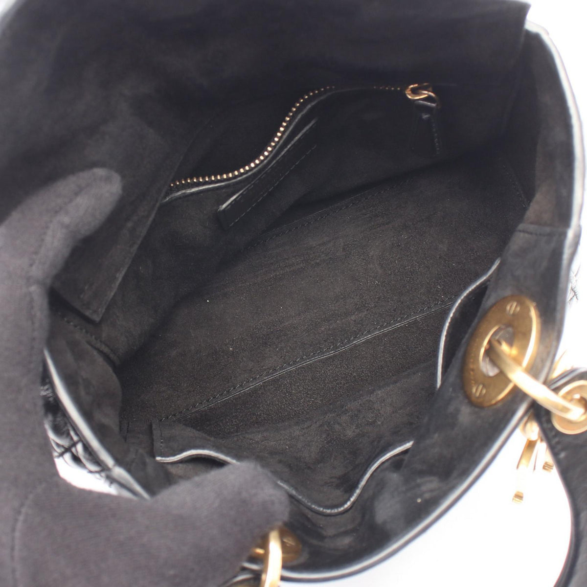 Dior Lady Christian Dior Small Cannage 2WAY Handbag Black leather 2120100034373