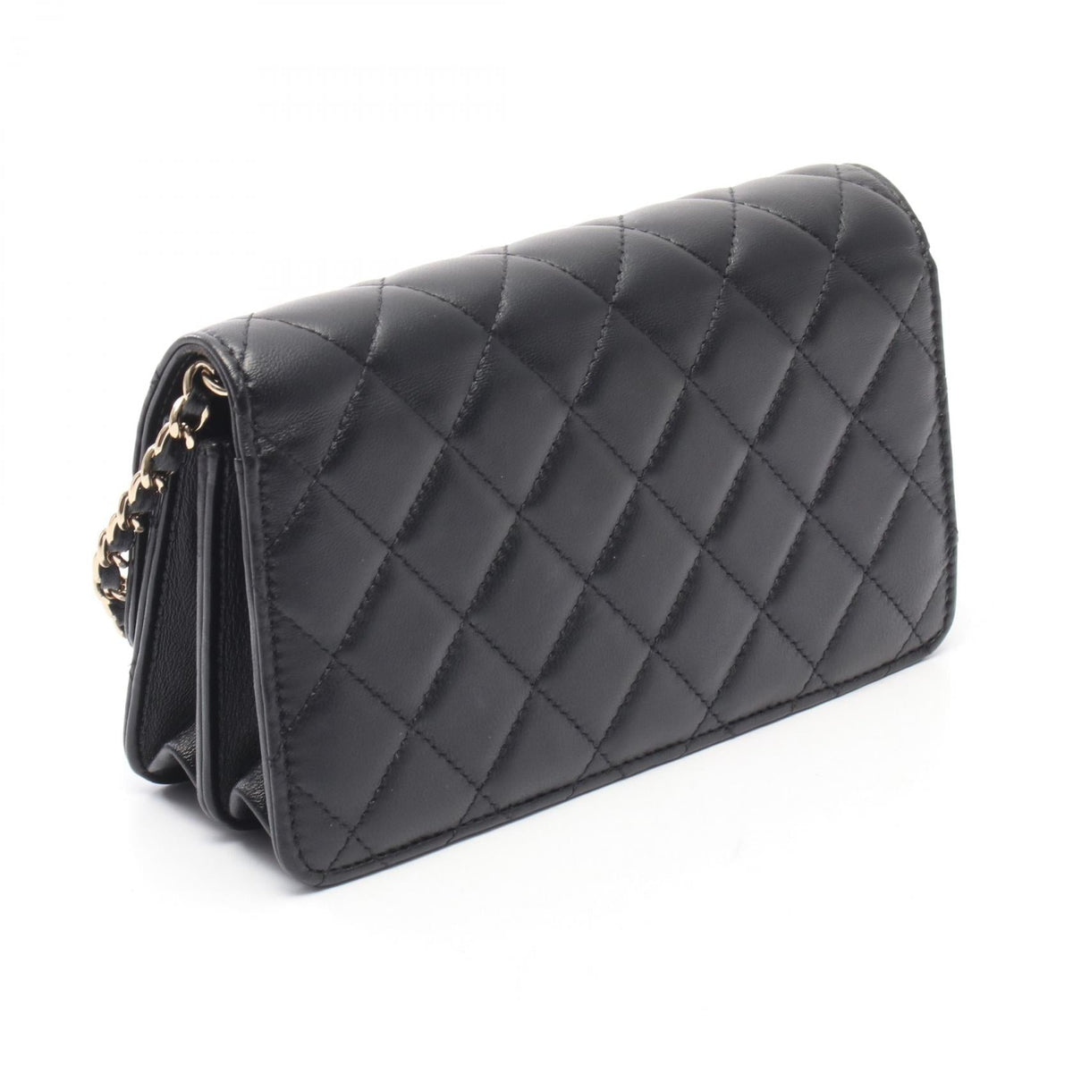 CHANEL Black Matelasse Chain wallet Lambskin (sheep leather) AP4300 2101220002381