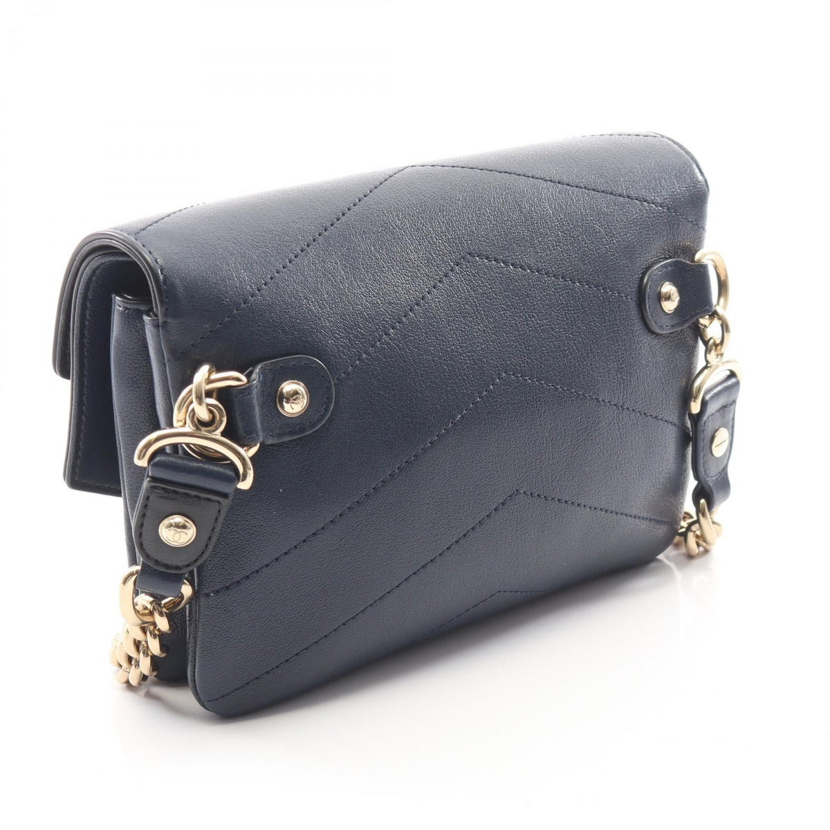 CHANEL Navy/Black Chevron V Stitch leather 2101220002640