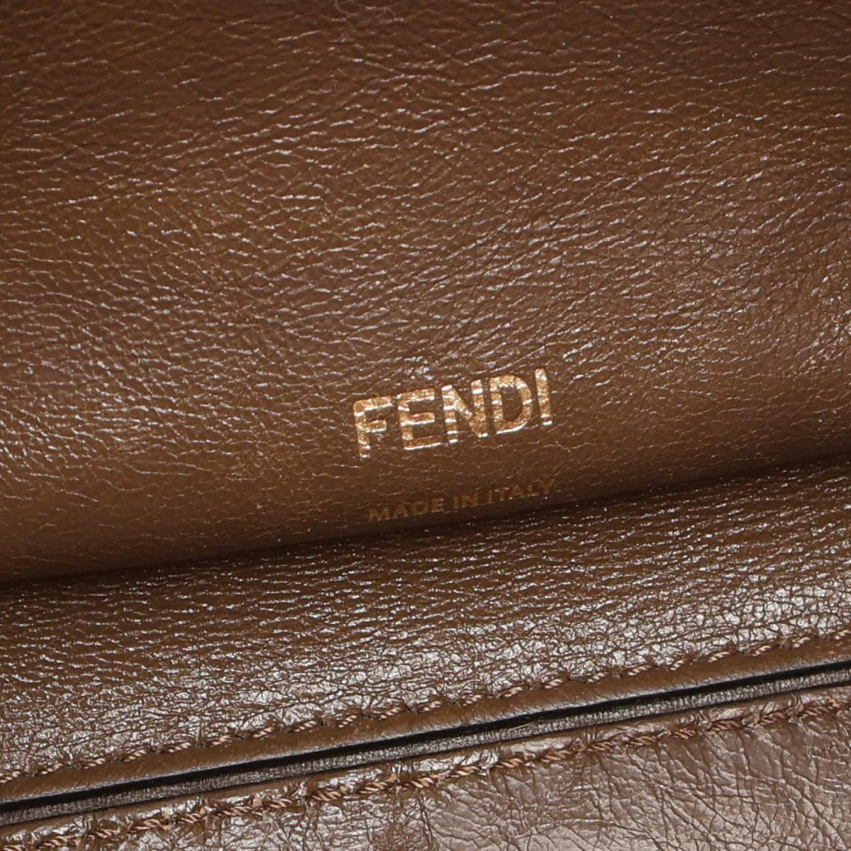 FENDI Peekaboo X-Lite Medium Perforated Handbag White/Brown leather 8BN310 2101220002688