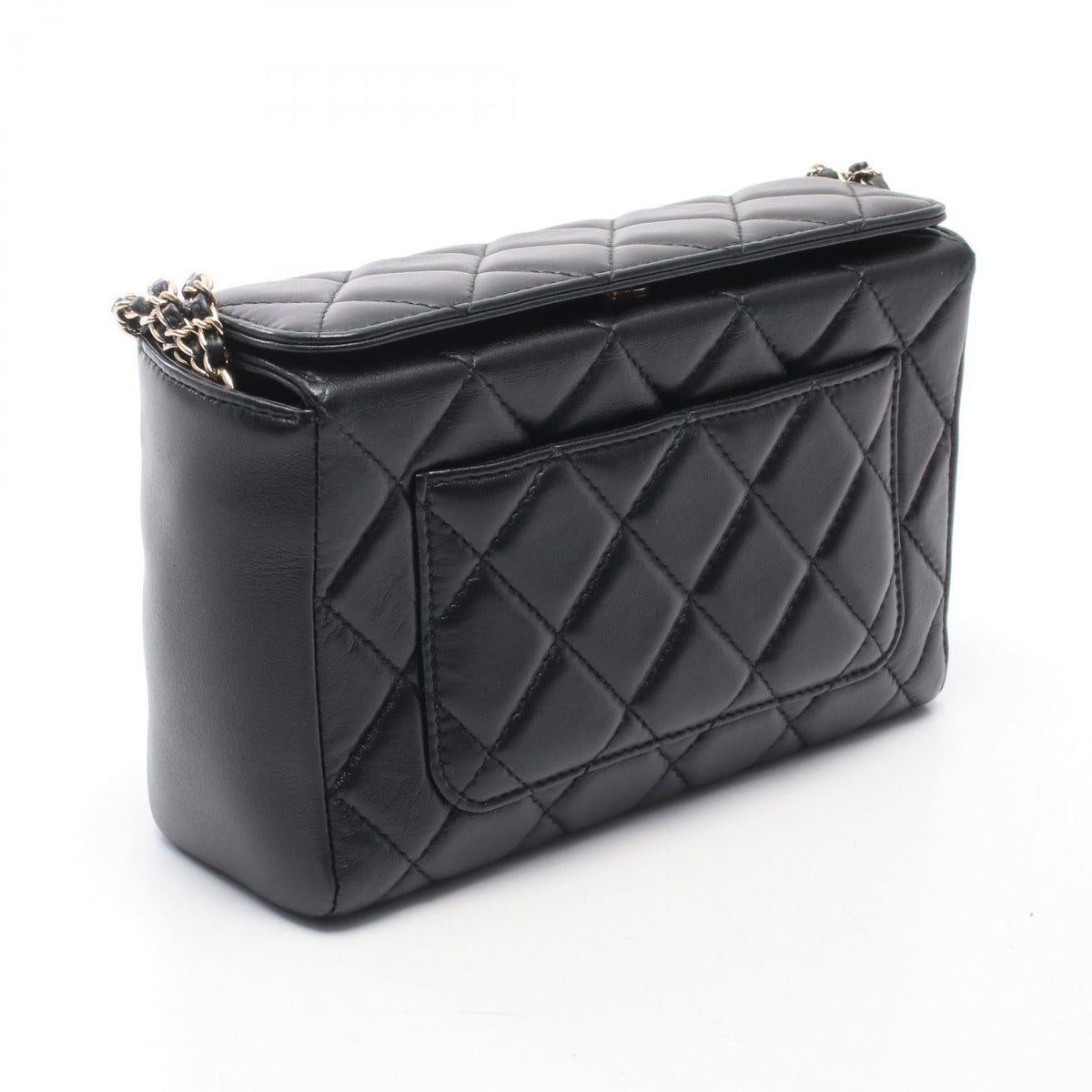 CHANEL Black Matelasse Box Chain Shoulder Lambskin (sheep leather) AS3057 2101220002886